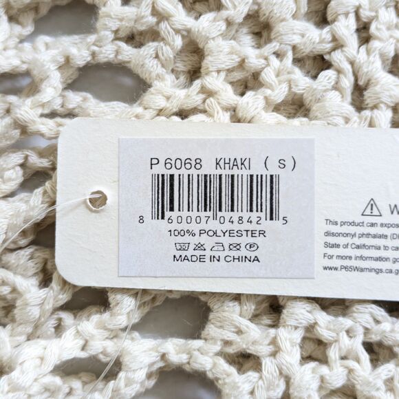 Odiva Crochet Swimsuit Cover Up Small Tassel Fringe Khaki Beach Tunic Top Boho - Picture 8 of 12